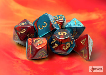 Chessex CHX26462 Gemini Red-teal/gold Polyhedral 7-Dice Set