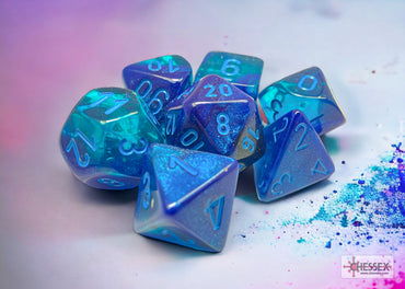 Chessex CHX26463 Gemini Blue-blue/light blue Polyhedral 7-Dice Set