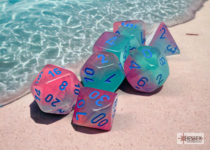 Chessex CHX26464 Gemini Gel Green-pink/blue Polyhedral 7-Dice Set