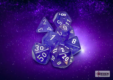 Chessex CHX27577 Borealis Purple/white Luminary Polyhedral 7-Dice Set