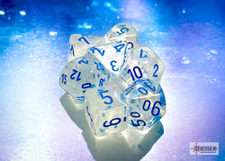 Chessex CHX27581 Borealis Icicle/light Blue Luminary Polyhedral 7-Dice Set