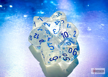 Chessex CHX27581 Borealis Icicle/light Blue Luminary Polyhedral 7-Dice Set