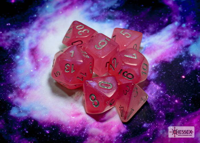 Chessex CHX27584 Borealis Pink/silver Luminary Polyhedral 7-Dice Set