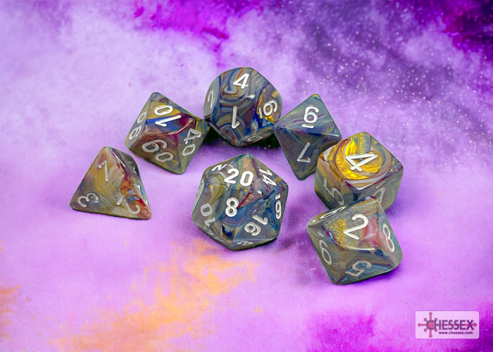 Chessex CHX27440 Festive Carousel/white Polyhedral 7-Dice Set