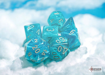 Chessex CHX27465 Cirrus Aqua/silver Polyhedral 7-Dice Set