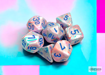 Chessex CHX27544 Festive Pop Art/Blue Polyhedral 7-Dice Set