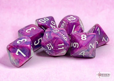 Chessex CHX27457 Festive Violet/white Polyhedral 7-Dice Set