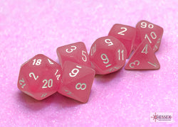 Chessex CHX27464 Frosted Pink/white Polyhedral 7-Dice Set