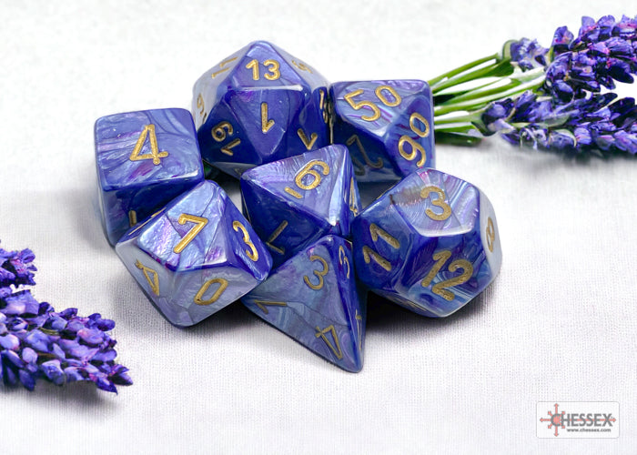 Chessex CHX27497 Lustrous Purple/gold Polyhedral 7-Dice Set