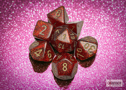 Chessex CHX27504 Glitter Ruby Red/gold Polyhedral 7-Dice Set