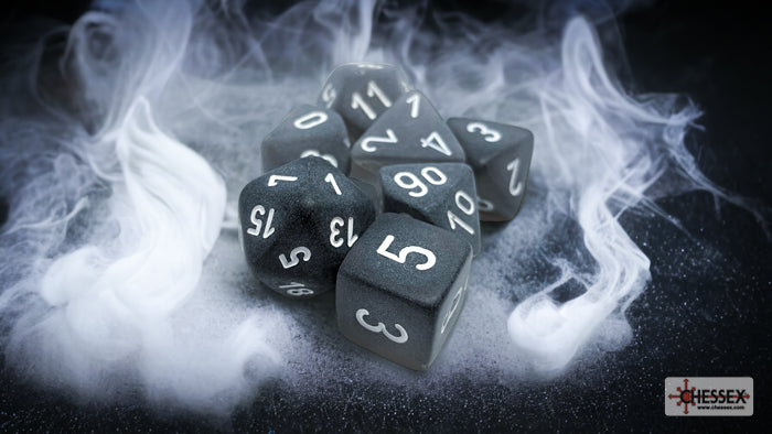 Chessex CHXLe431 Frosted Smoke/white Polyhedral 7-Dice Set