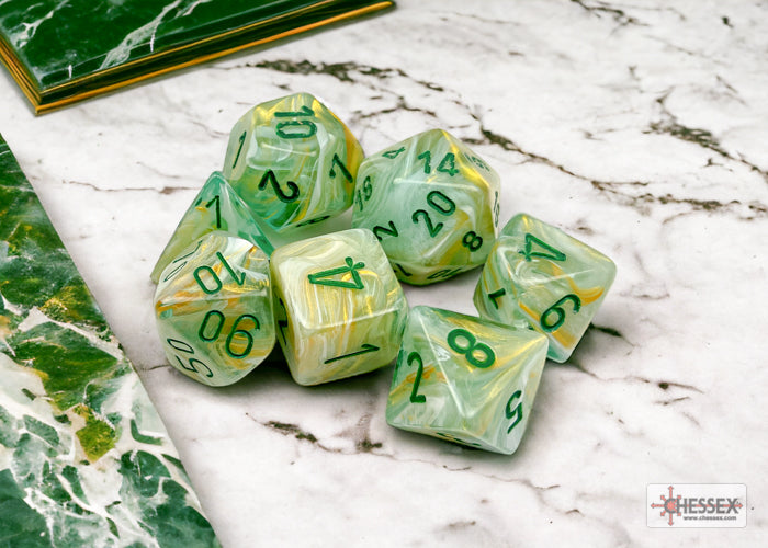 Chessex CHX27409 Marble Green/dark Green Polyhedral 7-Dice Set