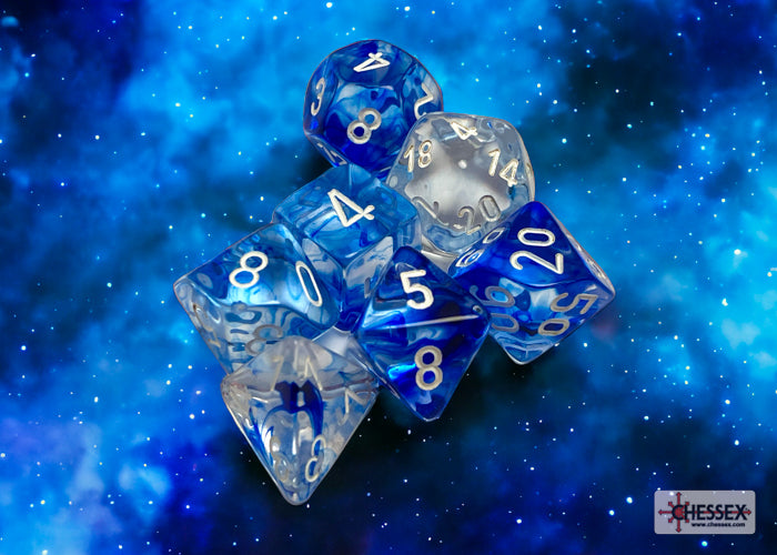 Chessex CHX27466 Nebula Dark Blue/white Polyhedral 7-Dice Set