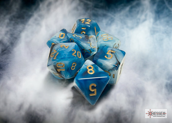 Chessex CHX27489 Phantom Teal/gold Polyhedral 7-Dice Set