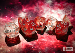 Chessex CHX27554 Nebula Red/silver Luminary Polyhedral 7-Dice Set