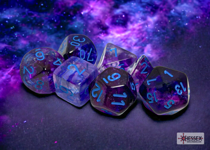 Chessex CHX27557 Nebula Nocturnal/blue Luminary Polyhedral 7-Dice Set