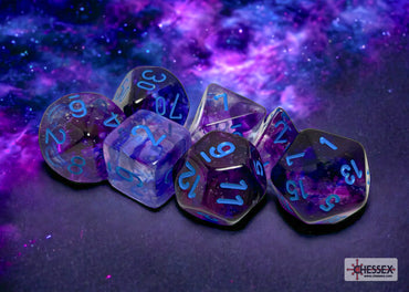 Chessex CHX27557 Nebula Nocturnal/blue Luminary Polyhedral 7-Dice Set