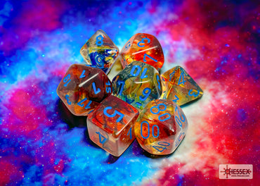 Chessex CHX27559 Nebula Primary/blue Luminary Polyhedral 7-Dice Set