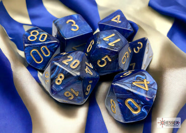 Chessex CHX27427 Scarab Royal Blue/gold Polyhedral 7-Dice Set