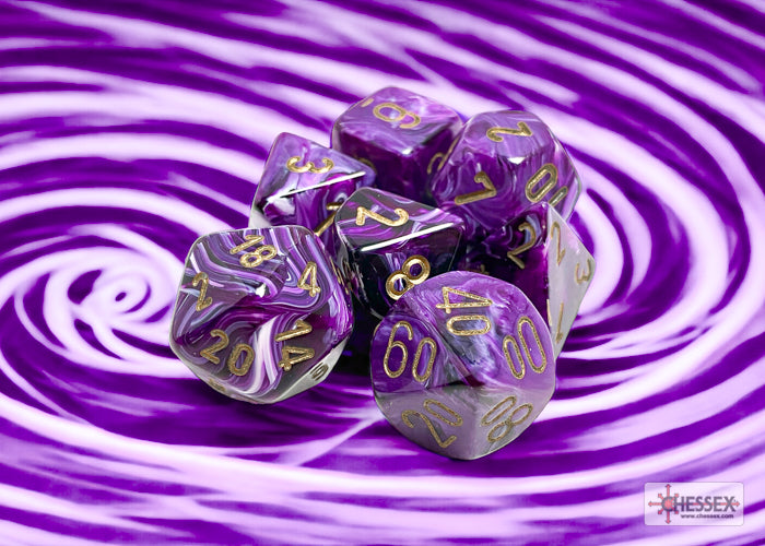 Chessex CHX27437 Vortex Purple/gold Polyhedral 7-Dice Set