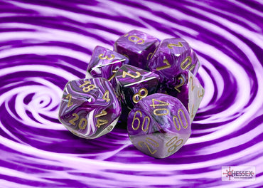 Chessex CHX27437 Vortex Purple/gold Polyhedral 7-Dice Set