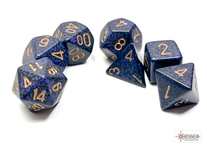 Chessex CHX25337 Speckled Golden Cobalt Polyhedral 7-Dice Set