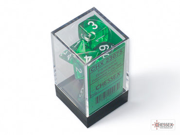 Chessex CHX23075 Translucent Green/white Polyhedral 7-Dice Set