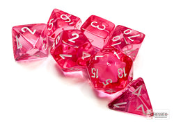 Chessex CHX23084 Translucent Pink/white Polyhedral 7-Dice Set