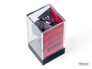 Chessex CHX25418 Opaque Black/red Polyhedral 7-Dice Set
