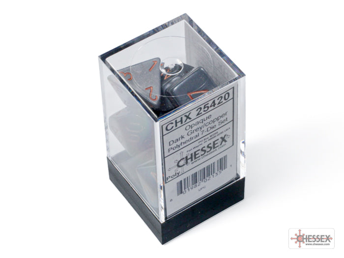 Chessex CHX25420 Opaque Dark Grey/copper Polyhedral 7-Dice Set