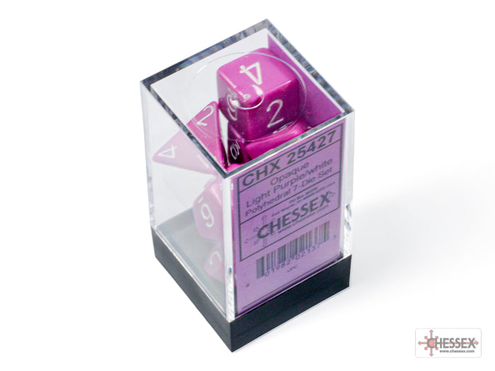 Chessex CHX25427 Opaque Light Purple/white Polyhedral 7-Dice Set