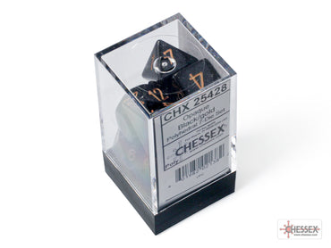 Chessex CHX25428 Opaque Black/gold Polyhedral 7-Dice Set