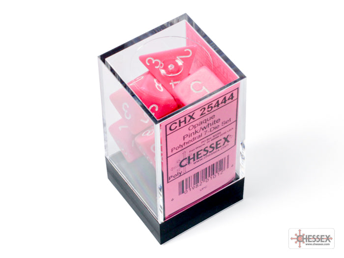 Chessex CHX25444 Opaque Pink/white Polyhedral 7-Dice Set