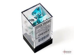 Chessex CHX26444 Gemini Teal-white/black Polyhedral 7-Dice Set