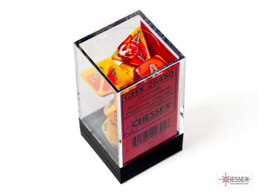 Chessex CHX26450 Gemini Red-yellow W/silver Polyhedral 7-Dice Set