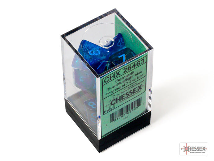 Chessex CHX26463 Gemini Blue-blue/light blue Polyhedral 7-Dice Set