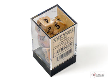 Chessex CHX27402 Marble Ivory/black Polyhedral 7-Dice Set