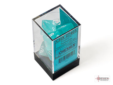 Chessex CHX27405 Frosted Teal/white Polyhedral 7-Dice Set