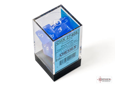 Chessex CHX27406 Frosted Blue/white Polyhedral 7-Dice Set