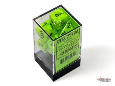 Chessex CHX27430 Vortex Bright Green/black Polyhedral 7-Dice Set