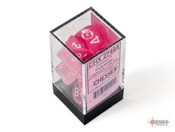 Chessex CHX27464 Frosted Pink/white Polyhedral 7-Dice Set