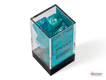 Chessex CHX27465 Cirrus Aqua/silver Polyhedral 7-Dice Set