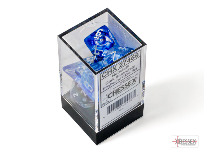 Chessex CHX27466 Nebula Dark Blue/white Polyhedral 7-Dice Set
