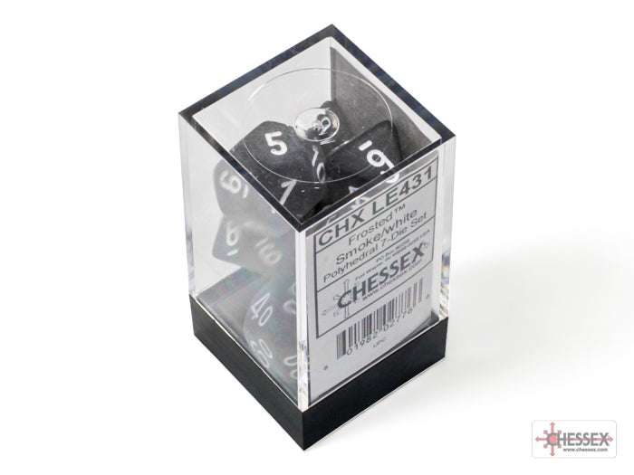 Chessex CHXLe431 Frosted Smoke/white Polyhedral 7-Dice Set