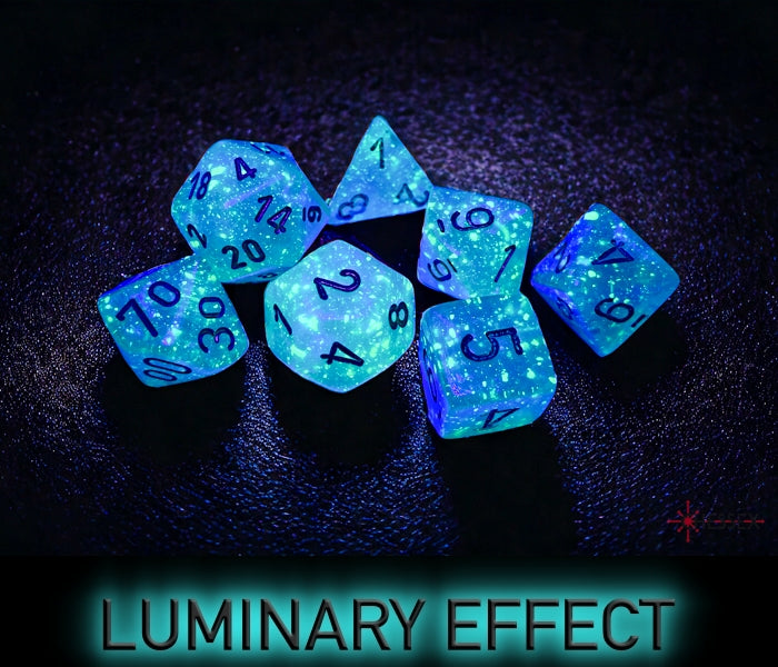Chessex CHX27575 Borealis Light Green/gold Luminary Polyhedral 7-Dice Set