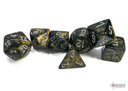 Chessex CHX27418 Leaf Black Gold/silver Polyhedral 7-Dice Set