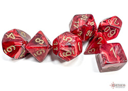 Chessex CHX27434 Vortex Burgundy/gold Polyhedral 7-Dice Set