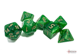 Chessex CHX27435 Vortex Green/gold Polyhedral 7-Dice Set