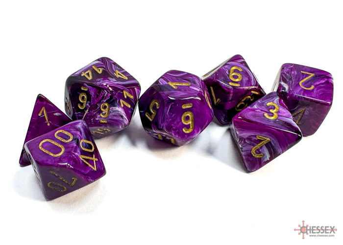 Chessex CHX27437 Vortex Purple/gold Polyhedral 7-Dice Set