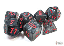 Chessex CHX27478 Velvet Black/red Polyhedral 7-Dice Set